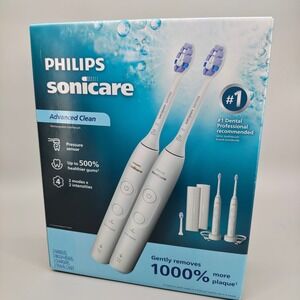 Philips Sonicare Advanced Clean Rechargeable Toothbrush 2-Pack White Open Box